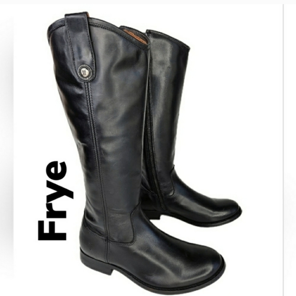 Frye Melissa Inside Zip Black Riding Boot Womens NEW